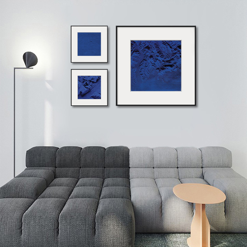 客厅装饰画现代简约艺术喷绘油画布抽象克莱因蓝挂画铝合金框壁画