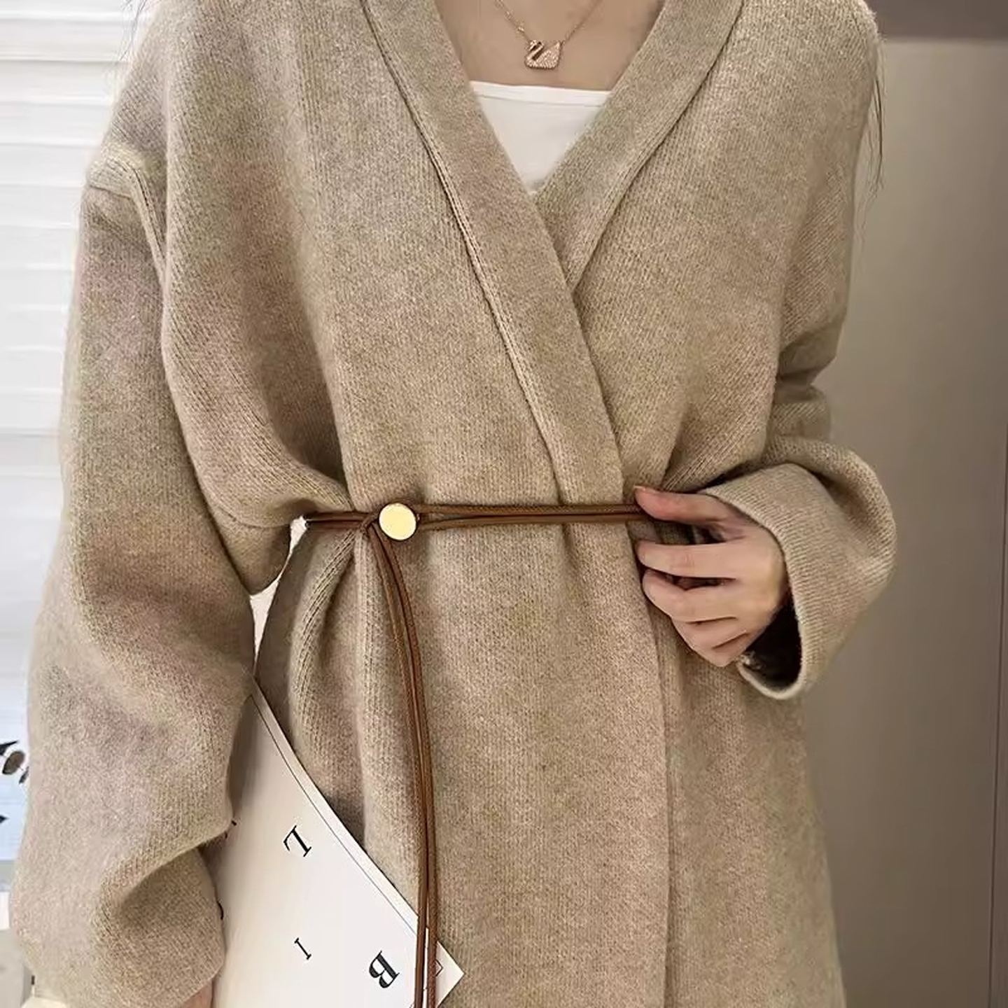 【官方正品】皮绳打结腰带女款