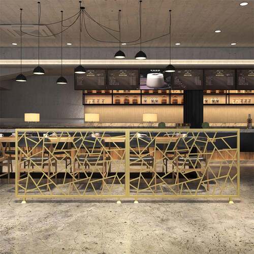 餐厅卡座矮隔断屏风饭店火锅店酒吧装饰围栏绿植花架铁艺栏杆隔断