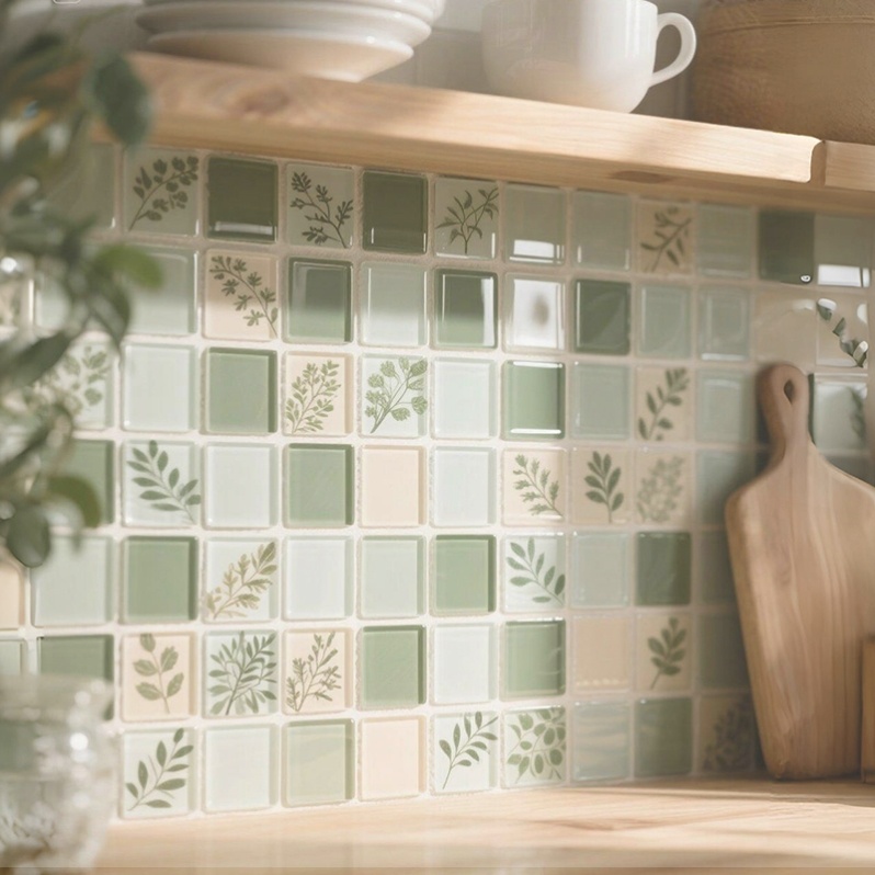 绿色马赛克厨房贴纸自