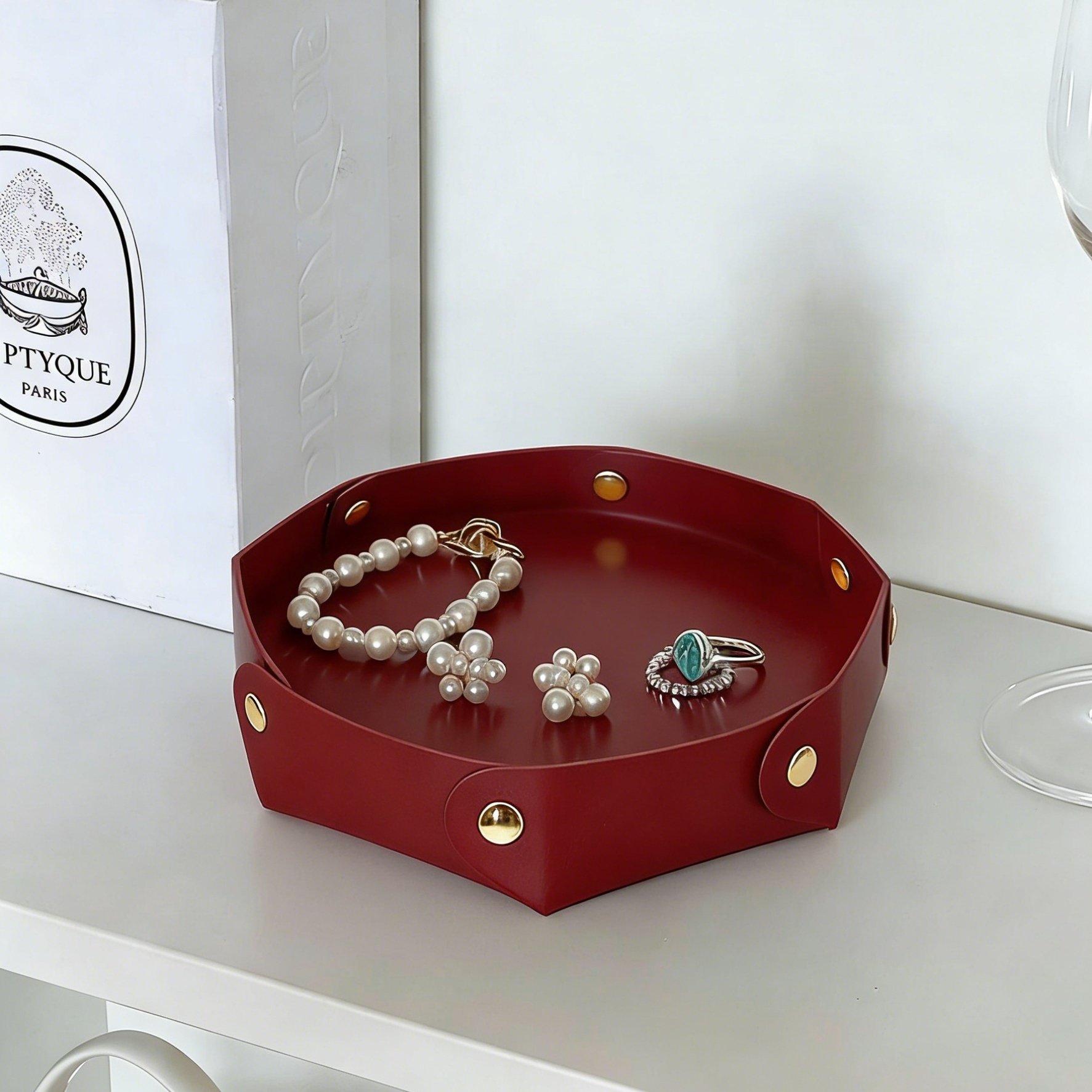 PU皮革多功能便携珠宝收纳盘玄关桌面北欧ins化妆首饰手表置物盒,收纳整理,其他收纳盒,淘宝优惠券,粉丝福利购,淘宝优惠卷