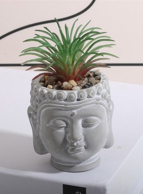 创意中式水泥佛像人物摆件盆景造景微景观摆设创意家居装饰品