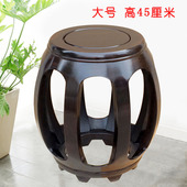 黑檀木黑木圆形矮凳黑色实木鼓墩中式 古典坐墩客厅茶几圆凳子鼓凳