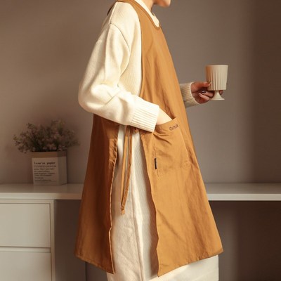 时尚防水围裙高级感年轻款女式厨房家用耐磨加长加大上班专用罩衣