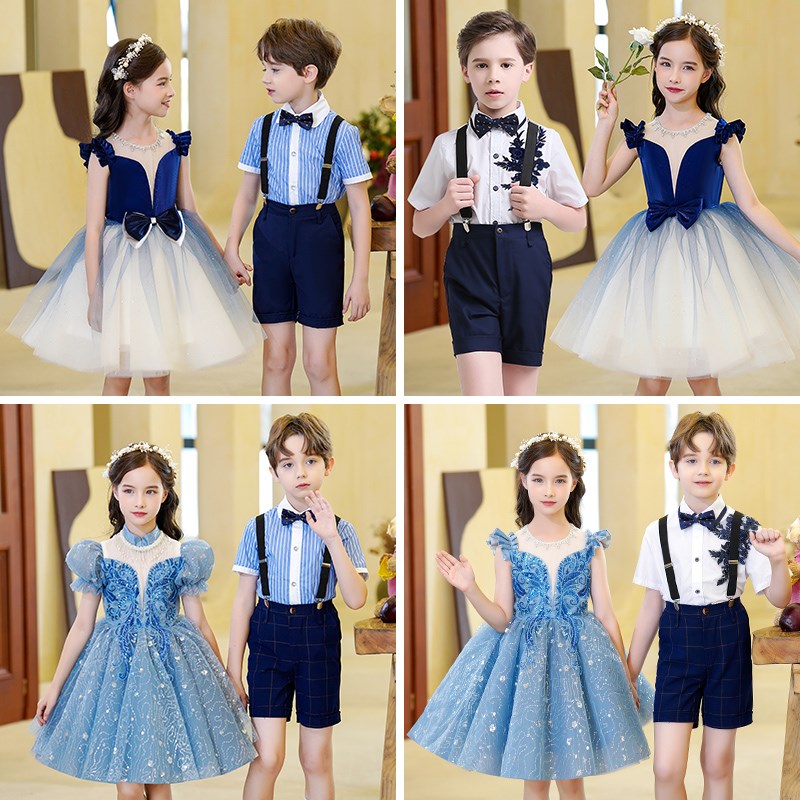 儿童大合唱演出服中小学生表演服幼儿园舞蹈服女童蓬蓬裙男童套装