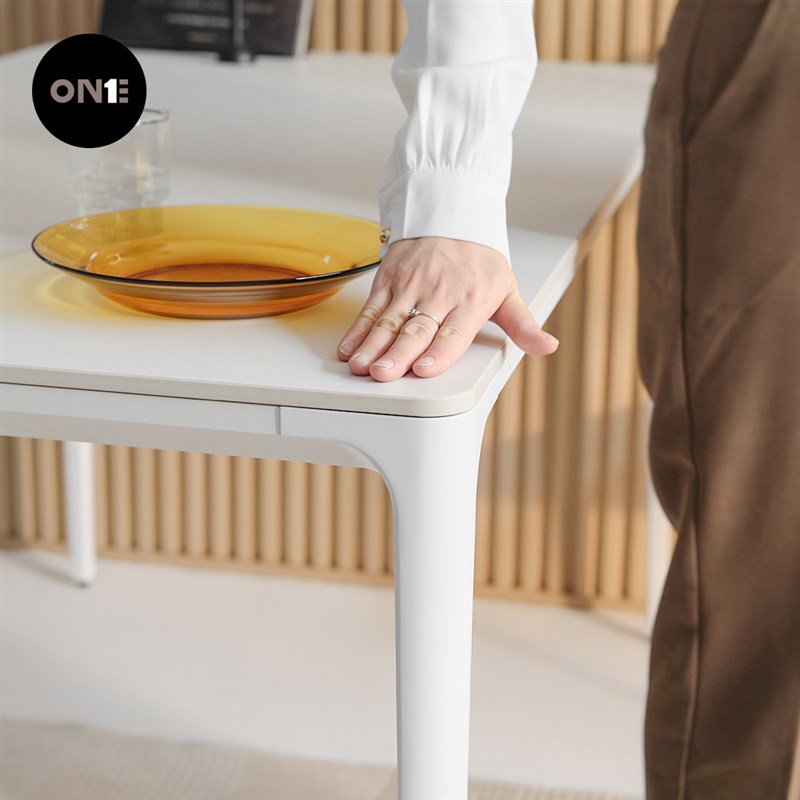 北欧依诺德桌岩板长方形餐桌大气长桌家用极简白色桌办公会议桌子