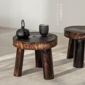 实木小凳子民宿家用轻奢圆板凳成人儿童结实换鞋 凳侘寂风树墩矮凳