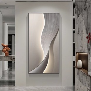 灯画抽象过道玄关装 极简走廊尽头壁灯 饰画LED大气正对门挂画意式