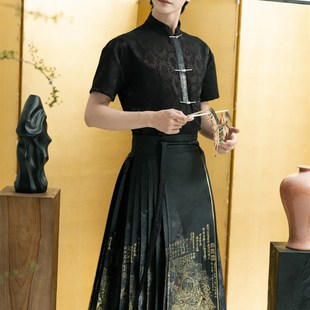 短袖 昭华赋汉服男装 夏季 男款 上衣织金马面裙男生汉服 中国风新中式