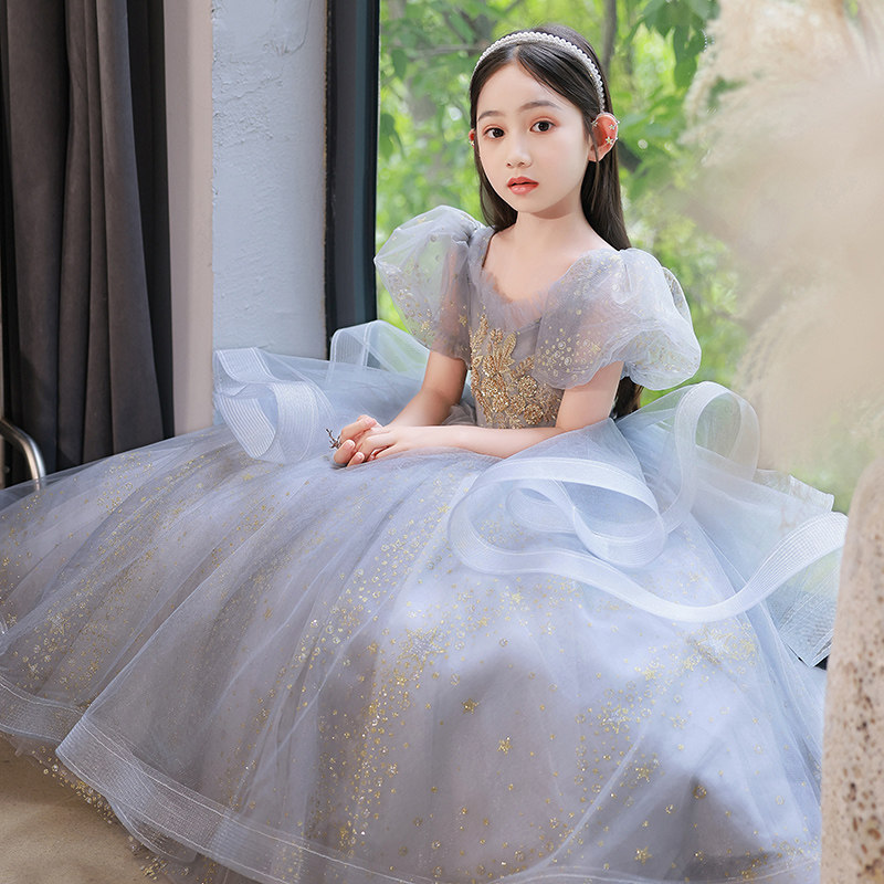 女童走秀晚礼服儿童公主裙花童蓬蓬纱主持人钢琴演奏演出服高端夏