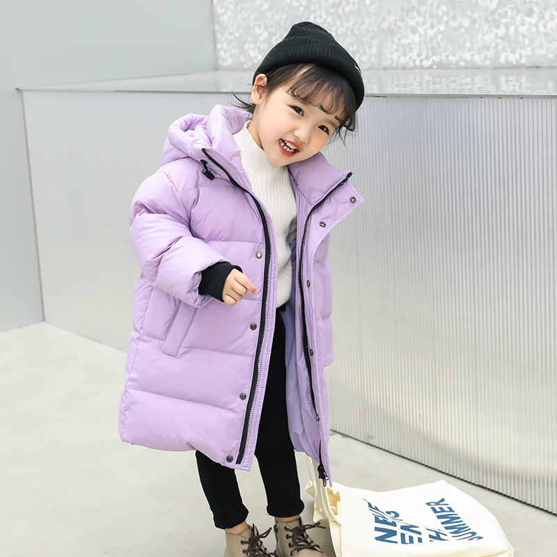 儿童羽绒服2022新款男童女童宝宝过膝加厚中长款洋气连帽冬装外套