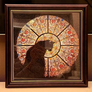 教堂猫拼图相框欧式复古迷你正方形画框教堂的猫拼图装裱30cm画框