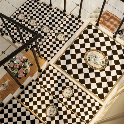 时尚轻奢实木楼梯踏步垫免胶自粘pvc可擦洗家用防滑楼梯垫可定制