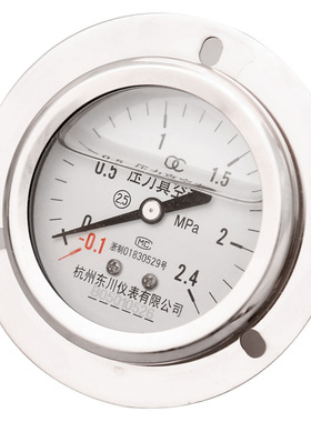 全不锈钢耐震压力表YN60BFZT轴向带边耐震压力表0-0.6/1/1.6Mpa