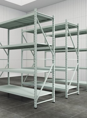 灰绿色加厚货架仓储置物架多层仓库地下室展示架超强承重铁架子