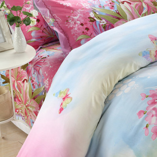 美式 磨毛纯棉四件套2.0m全棉床上用品四件套1.8m床双人 田园3D大版