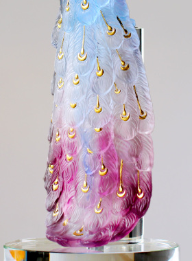 琉璃孔雀贴金摆件居家客厅玄关装饰摆放婚庆乔迁送礼高档工艺礼品