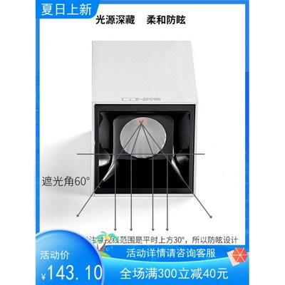 西顿照明明装射灯无主灯设计洗墙灯双头单头方形格栅射灯CES812C