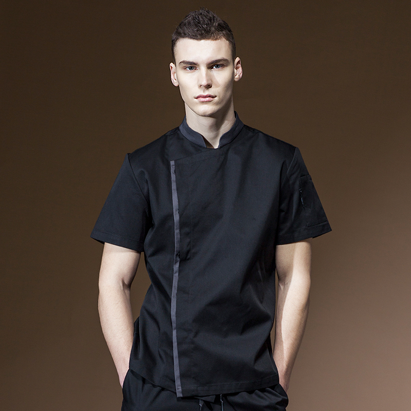 厨师工作服短袖男西餐厅酒店后厨工装定制LOGO饭店厨房厨师服制服