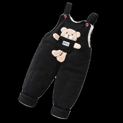 婴儿加厚背带裤冬季外穿特厚一条过冬02岁保暖裤子男宝宝背带棉裤