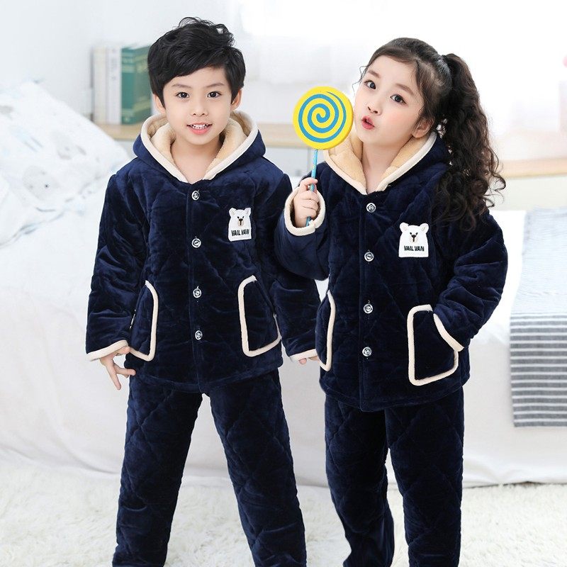 儿童睡衣冬季三层夹棉加厚款男女孩中大童珊瑚绒棉服法兰绒家居服,童装/婴儿装/亲子装,家居服套装,淘宝优惠券,粉丝福利购,淘宝优惠卷