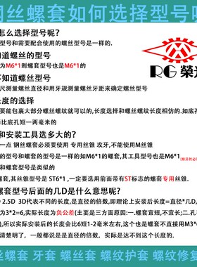 10个装公制粗牙标准牙M18M20M24不锈钢304钢丝螺套丝套牙套保护套
