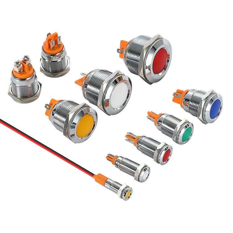 易佳Yj-Gq金属信号灯12V24V220V电源防水指示灯6/8/12/16/19/22mm