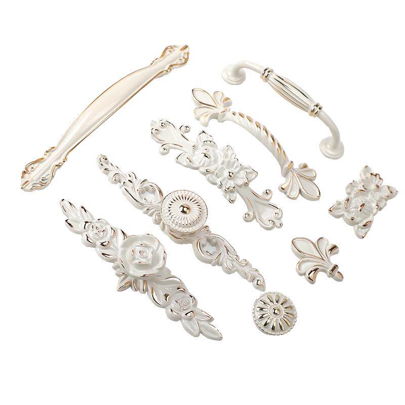 简欧风格象牙白柜门拉手欧式柜子鞋柜抽屉橱柜衣柜门简约单孔把手