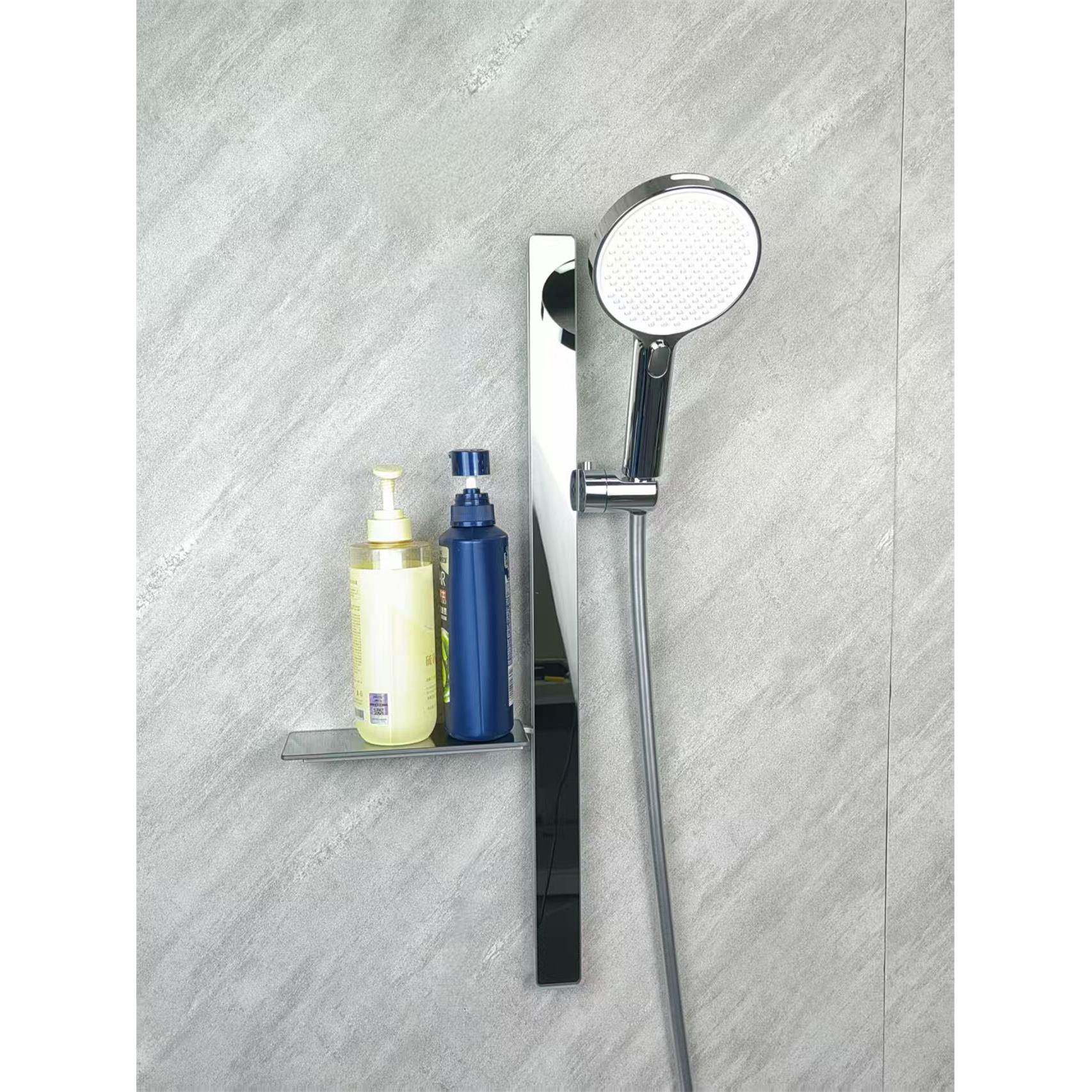 新款手持花洒喷头升降杆支架太空铝玻璃镜面