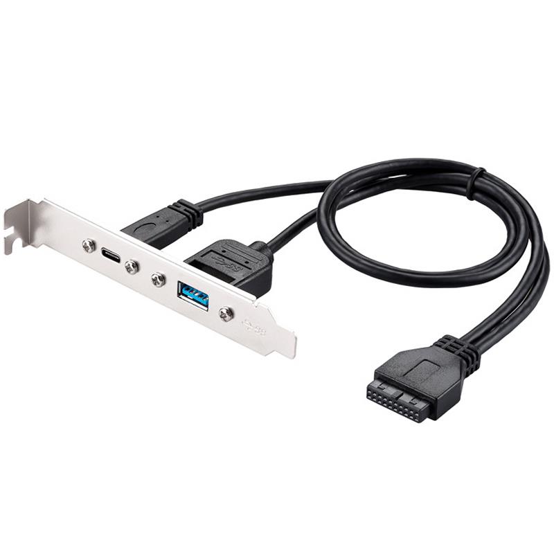 主板19针转双TypeC挡板线电脑机箱后置20pin转USB3.0+3.1充电数据
