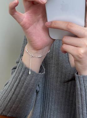 925纯银间隔圆珠链条手链女简约小巧个性甜美名媛风气质手环B6574