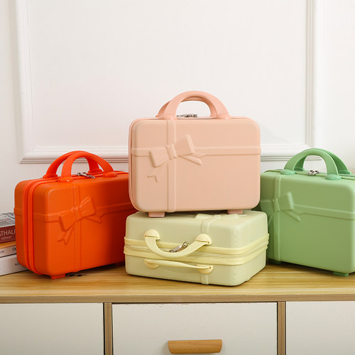 手提箱红色化妆箱化妆箱多功能迷你化妆收纳包伴手礼儿童箱包定制