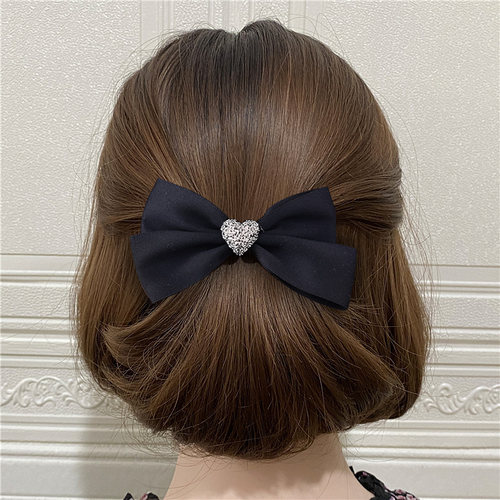 半扎发发夹后脑勺短烫发发卡爱心一字夹蝴蝶结弹簧夹水钻横夹头饰