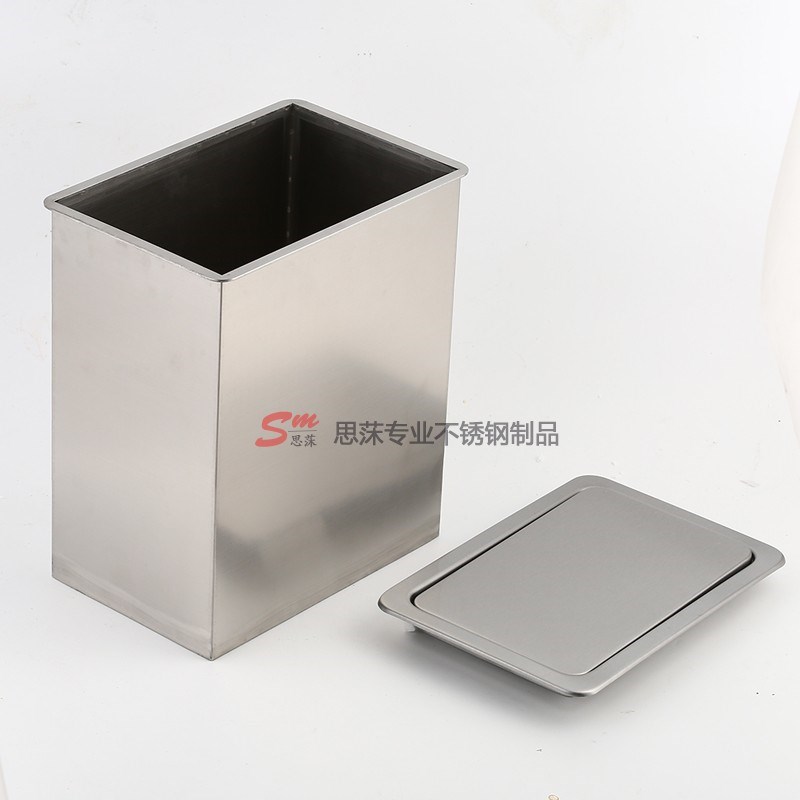 方形嵌入式不锈钢垃圾桶厨房台面内嵌式垃圾桶翻盖圆形暗装清洁桶