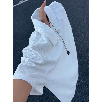 肌理感老钱风Polo短袖男夏季薄款设计感海鸥领t恤高级感情侣半袖
