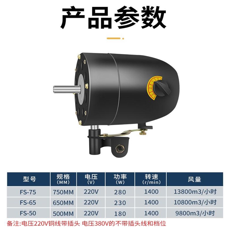 750电机工业通用风扇挂壁扇落地扇机头大功率牛角扇纯铜电机马达