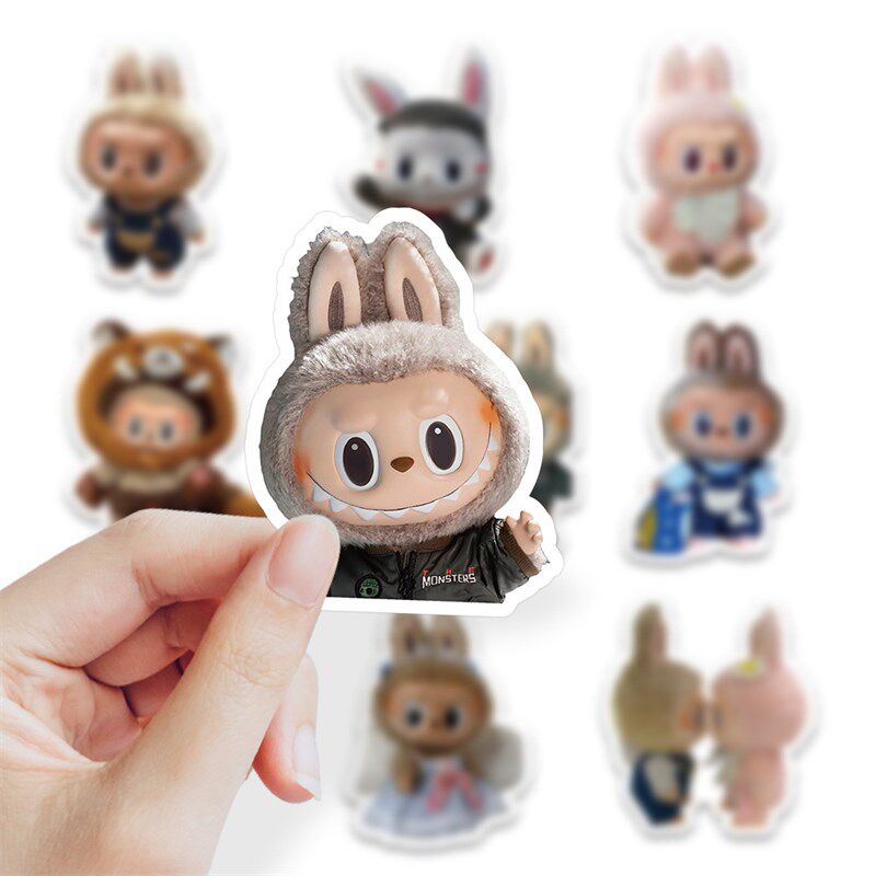 60张拉布布卡通可爱玩偶娃娃儿童奖励涂鸦贴纸装饰笔记本头盔手机