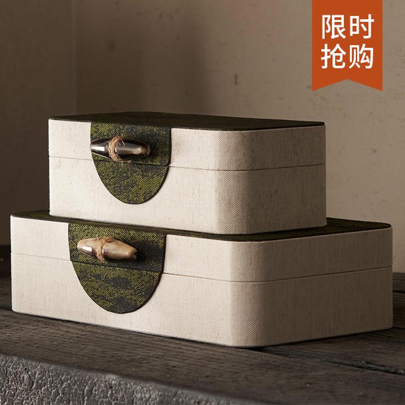DCASA新中式中国风元素青苔纹布艺收纳盒装饰盒样板间摆件高级感