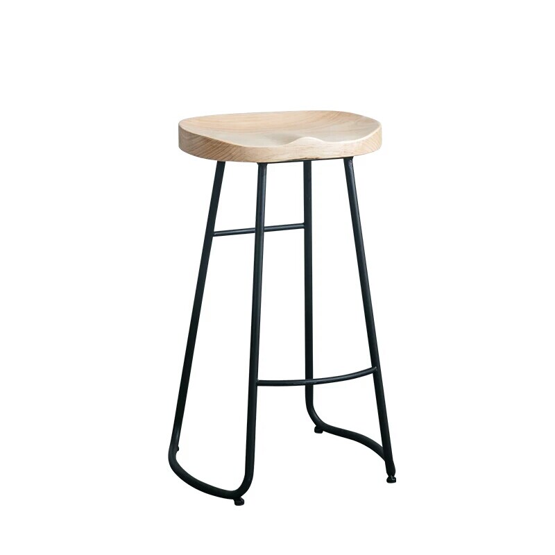 简约复古铁艺办公靠背椅子酒吧高脚吧台凳咖啡厅甜品店实木餐桌椅