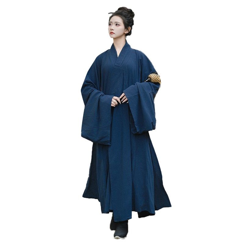 道袍秋冬季毛呢鹤氅男女款汉服素色传统三清领道家居士服道家长袍