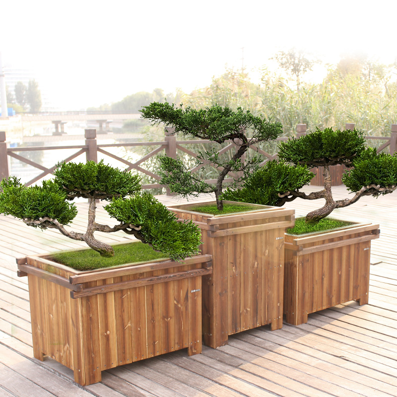 防腐木花箱户外特大号长方形花盆正方形碳化木花箱种树木箱定制做