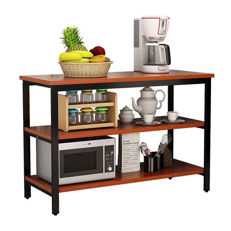 家用厨房切菜桌落地置物架储物桌操作台两层三层简易长桌定做