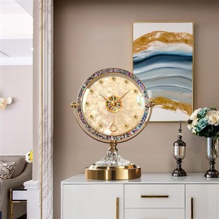轻奢高级座钟客厅桌面时钟台式2025新款贝壳高端摆件美式钟表摆放