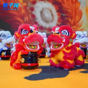 狮头舞狮醒狮狮鼓汽车车载车内中控装饰品小摆件招财文创文化摆件