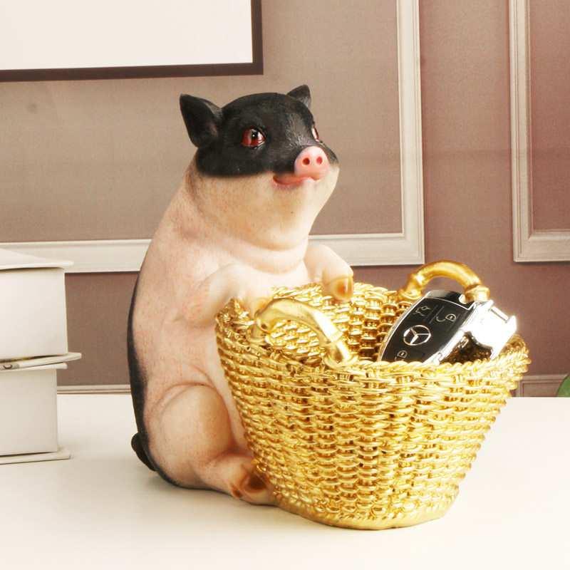 创意家居放钥匙的玄关收纳摆件门口鞋柜桌面收纳盒装饰品可爱小猪,家居饰品,装饰摆件,淘宝优惠券,粉丝福利购,淘宝优惠卷
