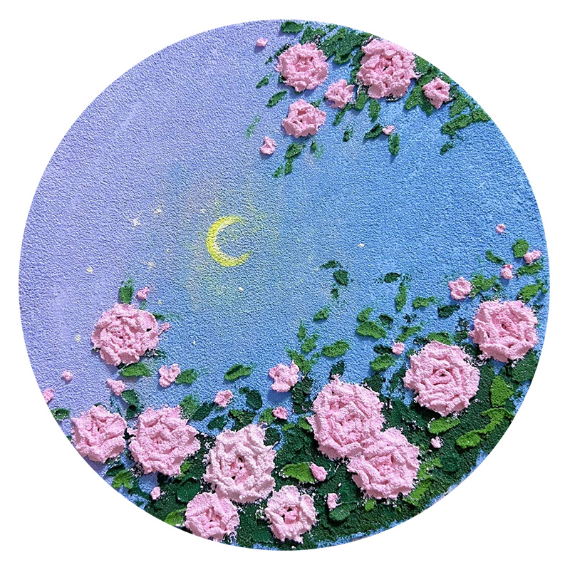 奶油花卉肌理画diy材料套装石英砂丙烯立体手绘数字油画手作摆画