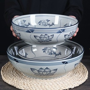 中式复古超大号陶瓷汤盆酸菜鱼水煮鱼大盆碗餐厅专用碗和面盆大号