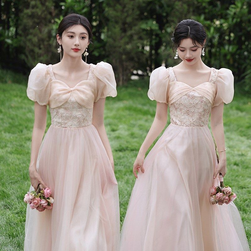 伴娘服女毕业礼服2024新款小个子秋冬高级感姐妹团伴娘裙平时可穿