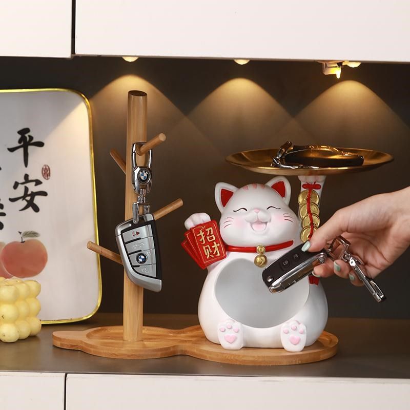招财猫摆件钥匙收纳入户门口玄关鞋柜客厅装饰品送人乔迁新居礼品,家居饰品,桌面摆件,淘宝优惠券,粉丝福利购,淘宝优惠卷