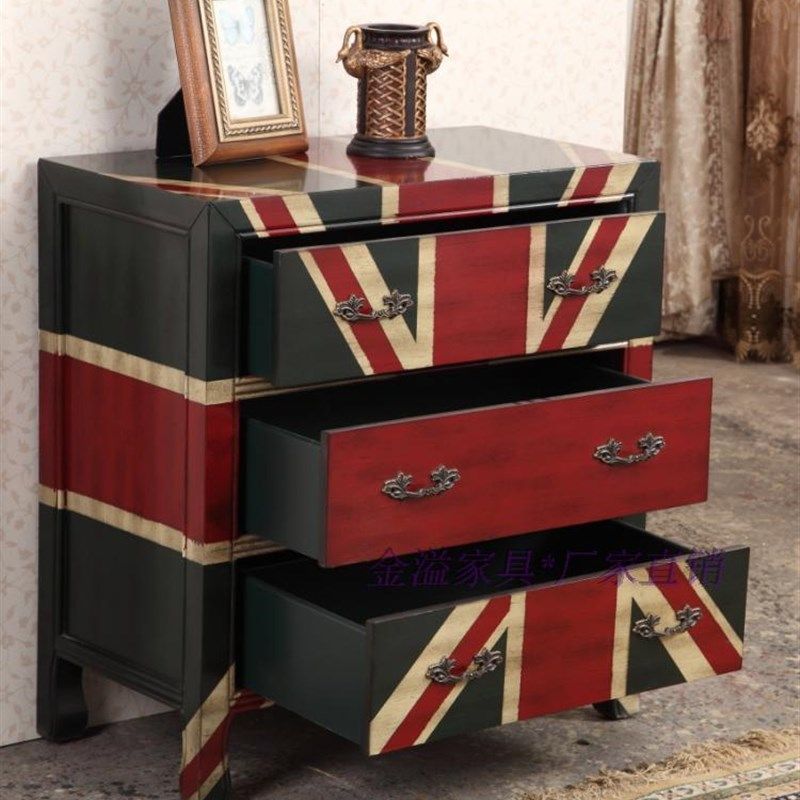 美式田园彩绘玄关柜客厅柜收纳柜斗柜边柜